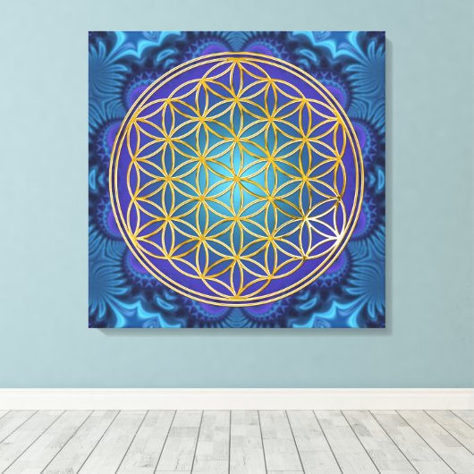 Leven - goud - fractal 1 canvas afdruk (Insitu (Houten vloer))