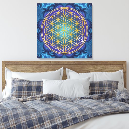 Leven - goud - fractal 1 canvas afdruk (Insitu (Slaapkamer))