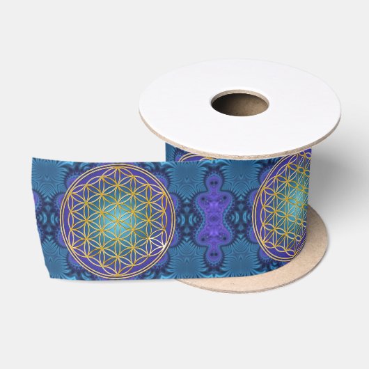 Leven - goud - fractal 1 satijnen lint (Spoel)
