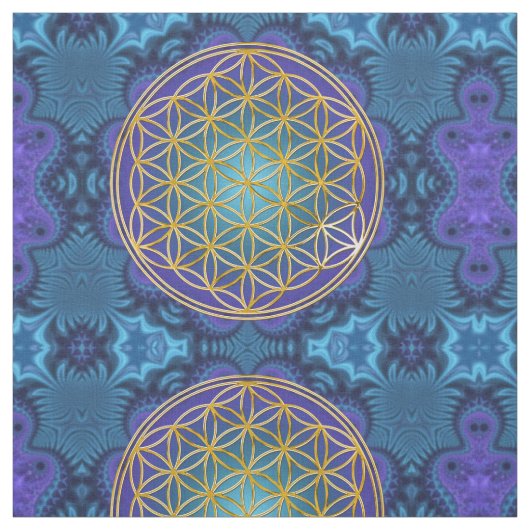 Leven - goud - fractal 1 stof (Swatch)