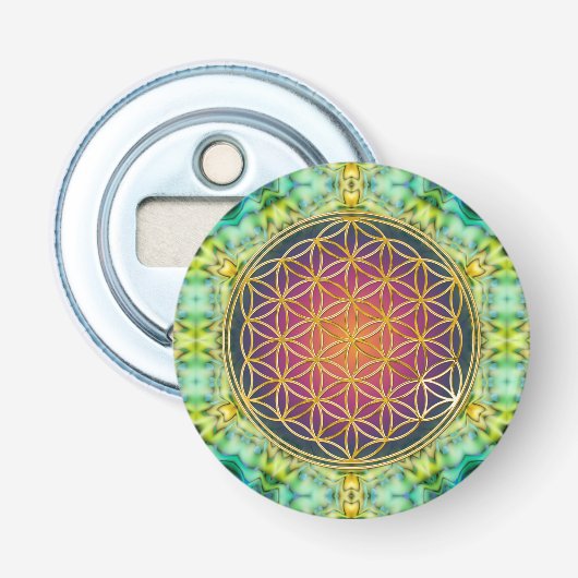 Leven - goud - fractal 2 button flesopener (Voorkant)