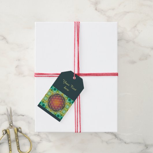 Leven - goud - fractal 2 cadeaulabel (Met Touw)