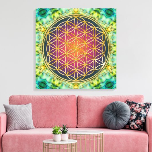 Leven - goud - fractal 2 canvas afdruk (Insitu (Woonkamer))