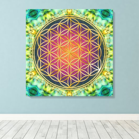 Leven - goud - fractal 2 canvas afdruk (Insitu (Houten vloer))