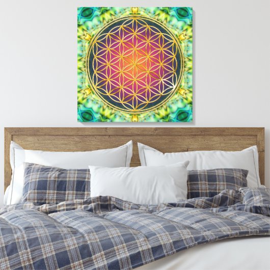 Leven - goud - fractal 2 canvas afdruk (Insitu (Slaapkamer))
