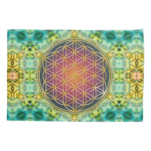 Leven - goud - fractal 2 kussensloop (Achterkant)