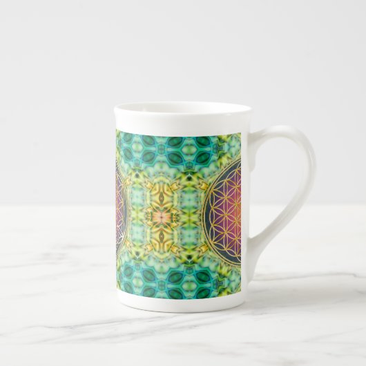 Leven - goud - fractal 2 porselein kop (Rechts)