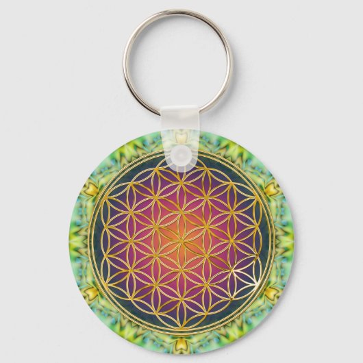 Leven - goud - fractal 2 sleutelhanger (Voorkant)