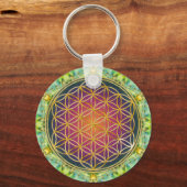 Leven - goud - fractal 2 sleutelhanger (Voorkant)