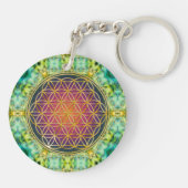 Leven - goud - fractal 2 sleutelhanger (Achterkant)