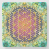 Leven - goud - fractal 2 stenen onderzetter (Voorkant)