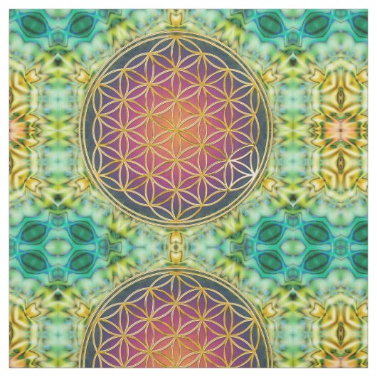 Leven - goud - fractal 2 stof (Swatch)