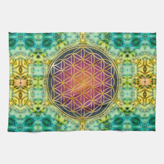 Leven - goud - fractal 2 theedoek (Horizontaal)