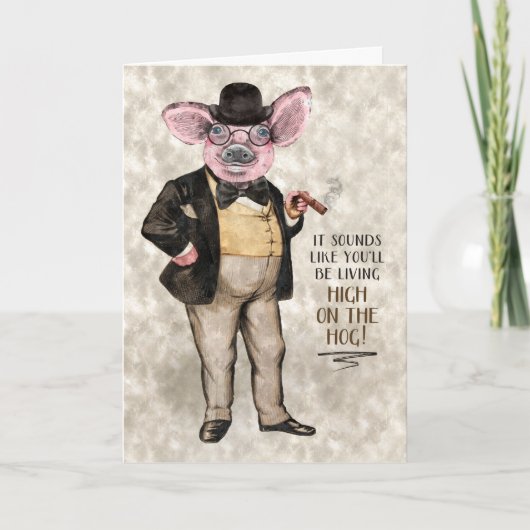 Leven hoog op de varken grappige promotie gefelici kaart (Voorkant)