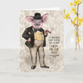 Leven hoog op de varken grappige promotie gefelici kaart (Gele Bloem)