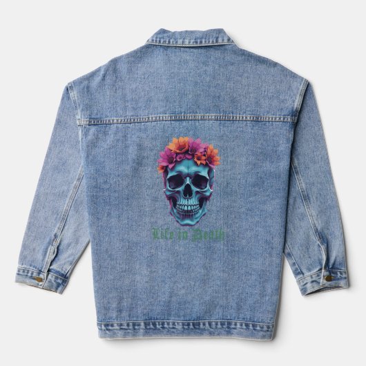 Leven in de dood, bloei in het blauw. denim jacket (Achterkant)