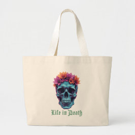 Leven in de dood, bloeien in het blauw grote tote bag