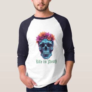 Leven in de dood, bloeien in het blauw t-shirt