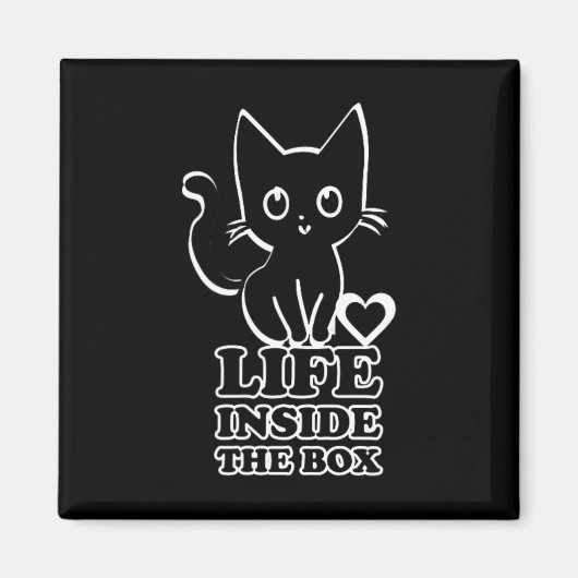 Leven in de doos - Black Kitty Cat Magneet (Voorkant)