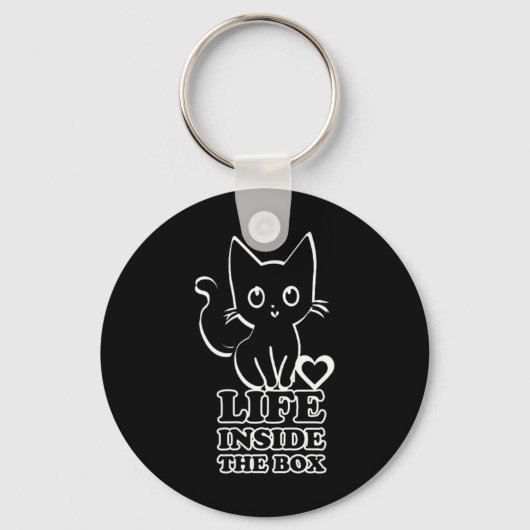 Leven in de doos - Black Kitty Cat Sleutelhanger (Voorkant)