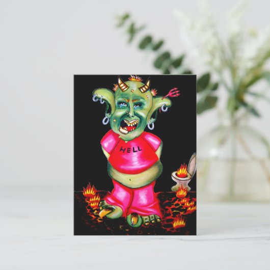 Leven in de hel briefkaart (Staand voorkant)