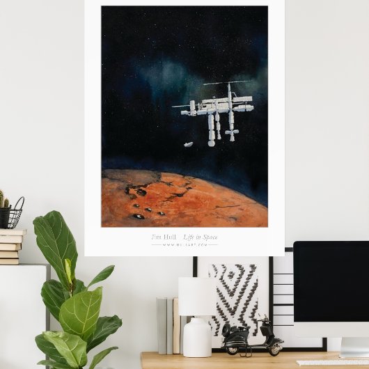 Leven in de ruimte — ISS op Mars Poster (Thuiskantoor)