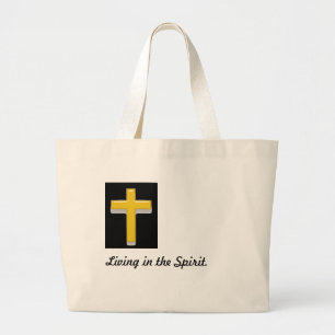 Leven in de Spirit Quote/Christelijk Kruis Grote Tote Bag