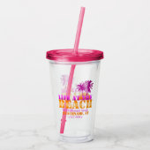 Leven in de strandroze zonneroze en Oranje Acryl Drinkbeker (Achterkant)