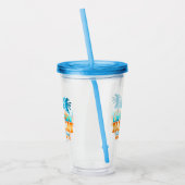 Leven in de strandwieg blauw/Oranje op maat Acryl Drinkbeker (Links)