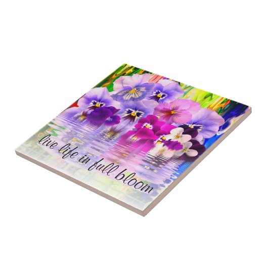 Leven in de volledige bloem van keramische Tegel Tegeltje (Zijkant)