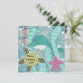 Leven in de Zee Ocean TurtlesBirthday Invitation Kaart (Staand voorkant)