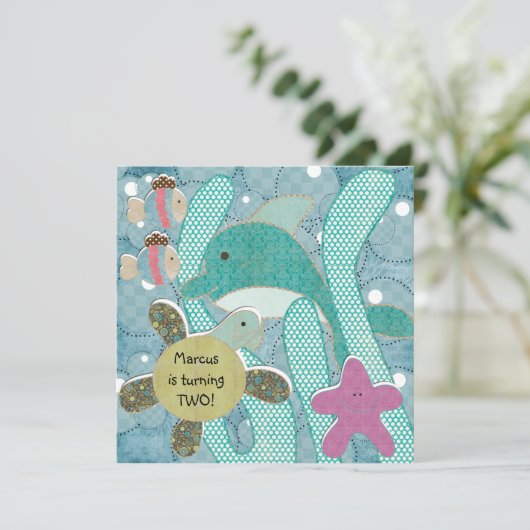 Leven in de Zee Ocean TurtlesBirthday Invitation Kaart (Staand voorkant)