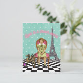 Leven in een droomwereld funky meisje briefkaart (Staand voorkant)