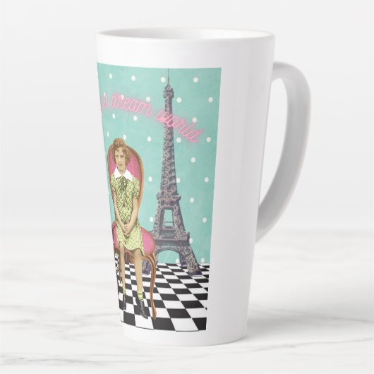 Leven in een droomwereld funky  meisje latte mok (Rechterhoek)