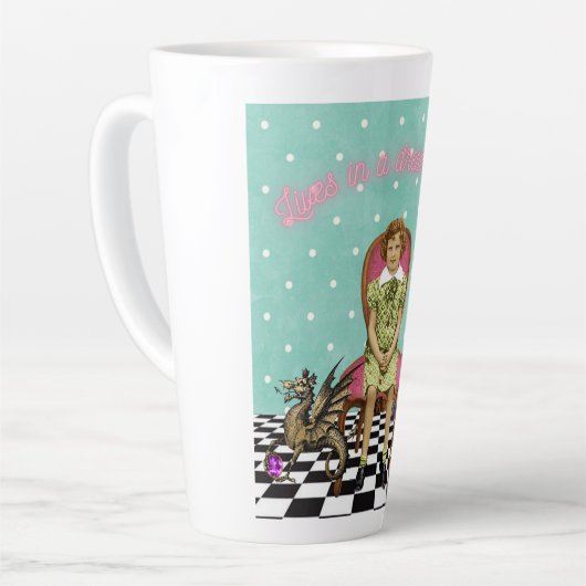 Leven in een droomwereld funky  meisje latte mok (Linkerhoek)