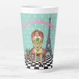 Leven in een droomwereld funky meisje latte mok