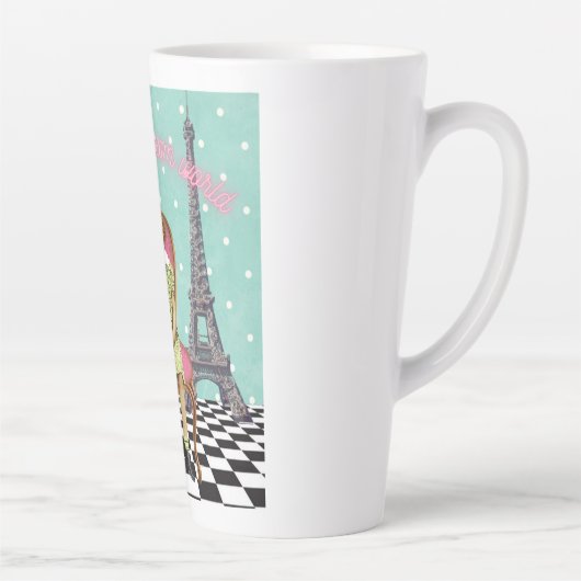 Leven in een droomwereld funky meisje latte mok (Rechts)