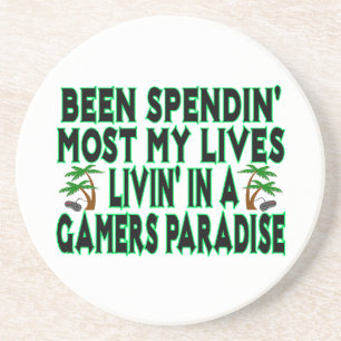 Leven in gamers paradijs zandsteen onderzetter