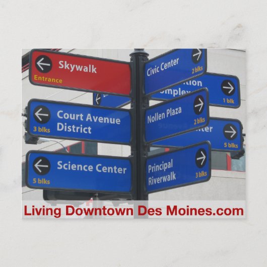Leven in het centrum van de stad Des Moines Post Briefkaart (Voorkant)