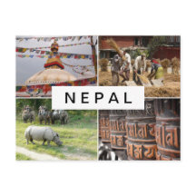 Leven in het Nepalese collage-briefkaart