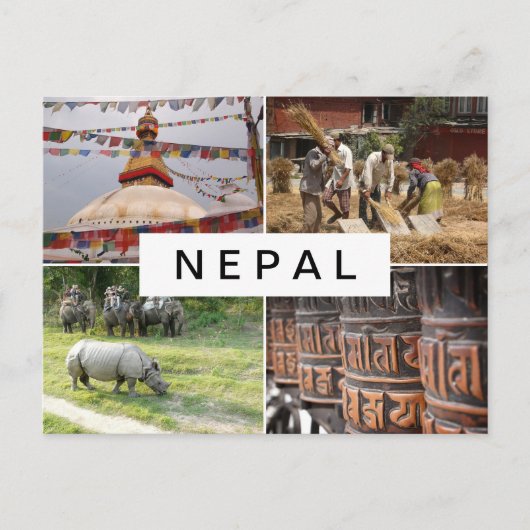 Leven in het Nepalese collage-briefkaart Briefkaart (Voorkant)