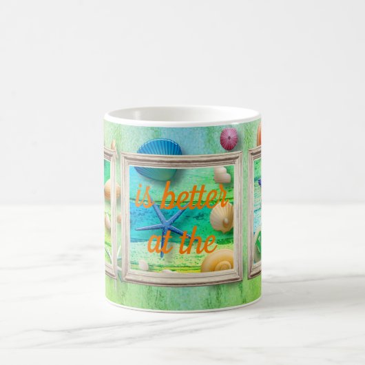 Leven in het strand Zee Sand Seashells Rustisch Li Koffiemok (Center)