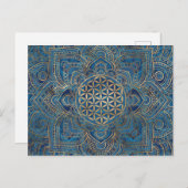 Leven in Lotus - Blauwe marmer en goud Briefkaart (Voorkant / Achterkant)