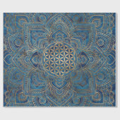 Leven in Lotus - Blauwe marmer en goud Cadeaupapier (Vlak)