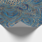 Leven in Lotus - Blauwe marmer en goud Cadeaupapier (Hoek)