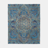 Leven in Lotus - Blauwe marmer en goud Fleece Deken (Voorkant)