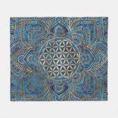 Leven in Lotus - Blauwe marmer en goud Fleece Deken (Voorkant (Horizontaal))