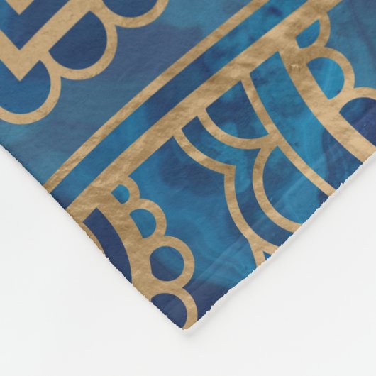 Leven in Lotus - Blauwe marmer en goud Fleece Deken (Hoek)