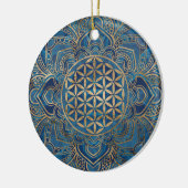 Leven in Lotus - Blauwe marmer en goud Keramisch Ornament (Links)