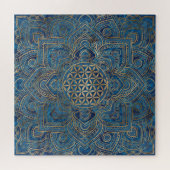 Leven in Lotus - Blauwe marmer en goud Legpuzzel (Horizontaal)